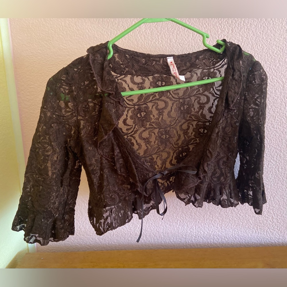 Heart Soul Brown Lace Shrug Women’s Size Medium
